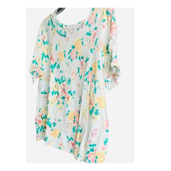 LAUREN CONRAD SHORT SLEEVE PULL-OVER TOP, WOMENS, XL, MULTICOLOR FLORAL PATTERN - Picture 3 of 9
